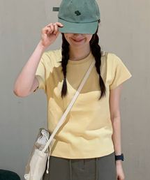 BASIC CROPPED T-SHIRT MUSTARD