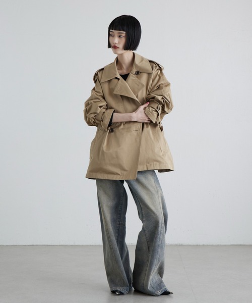 Lui's（ルイス）の「トレンチショートコート（トレンチコート・レディース・ブラック/ベージュ・FREE）」の16枚目の写真