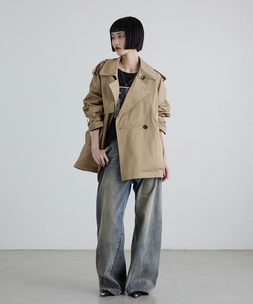 Lui's（ルイス）の「トレンチショートコート（トレンチコート・レディース・ブラック/ベージュ・FREE）」の17枚目の写真