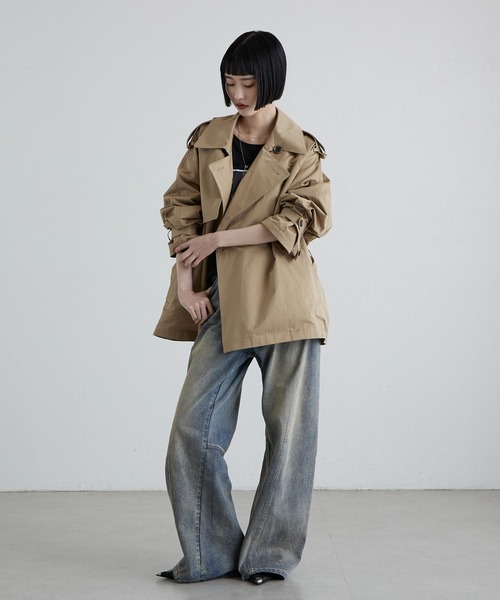 Lui's（ルイス）の「トレンチショートコート（トレンチコート・レディース・ブラック/ベージュ・FREE）」の18枚目の写真