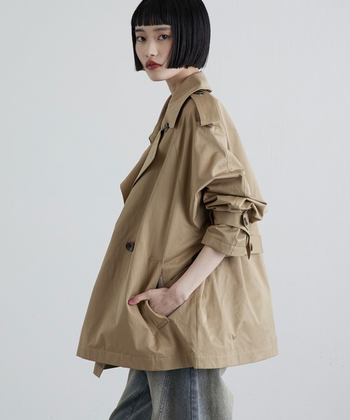 Lui's（ルイス）の「トレンチショートコート（トレンチコート・レディース・ブラック/ベージュ・FREE）」の12枚目の写真
