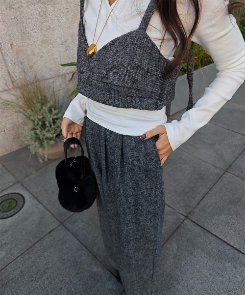 esutoreja（エストレジャ）の「２wayツイードビスチェオールインワン（つなぎ/オールインワン・レディース・ブラウン/ブラック・FREE）」の5枚目の写真