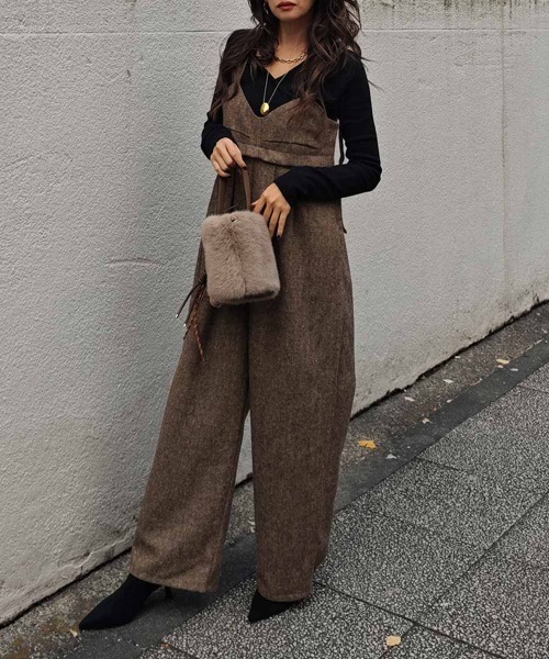 esutoreja（エストレジャ）の「２wayツイードビスチェオールインワン（つなぎ/オールインワン・レディース・ブラウン/ブラック・FREE）」の7枚目の写真