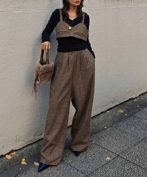 esutoreja（エストレジャ）の「２wayツイードビスチェオールインワン（つなぎ/オールインワン・レディース・ブラウン/ブラック・FREE）」の8枚目の写真