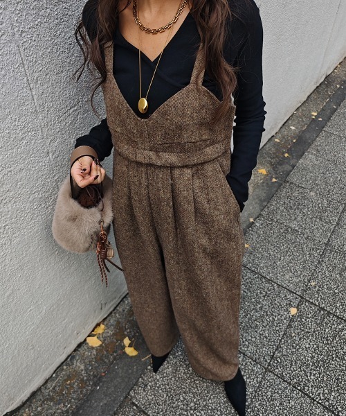 esutoreja（エストレジャ）の「２wayツイードビスチェオールインワン（つなぎ/オールインワン・レディース・ブラウン/ブラック・FREE）」の9枚目の写真
