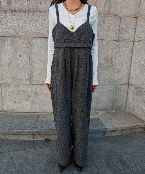 esutoreja（エストレジャ）の「２wayツイードビスチェオールインワン（つなぎ/オールインワン・レディース・ブラウン/ブラック・FREE）」の10枚目の写真