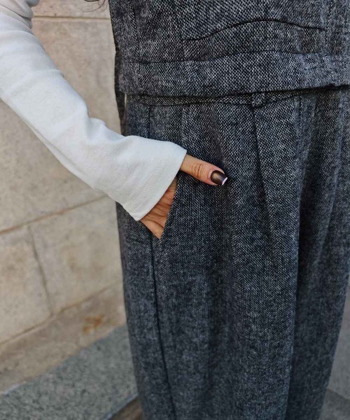 esutoreja（エストレジャ）の「２wayツイードビスチェオールインワン（つなぎ/オールインワン・レディース・ブラウン/ブラック・FREE）」の12枚目の写真