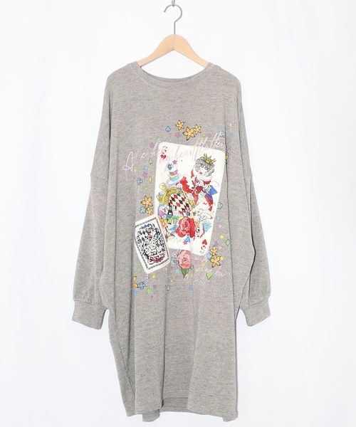 ScoLar（スカラー）の「153763：スカラートランプ アップリケ刺繍ワンピース（ワンピース・レディース・杢グレー/ブルー/ブラック・M）」の2枚目の写真