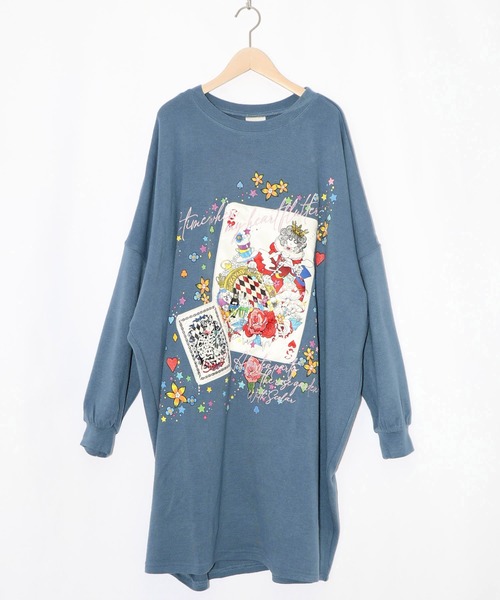 ScoLar（スカラー）の「153763：スカラートランプ アップリケ刺繍ワンピース（ワンピース・レディース・杢グレー/ブルー/ブラック・M）」の3枚目の写真