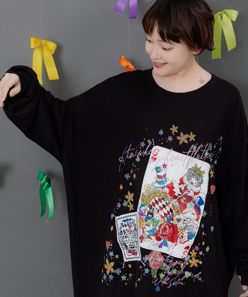 ScoLar（スカラー）の「153763：スカラートランプ アップリケ刺繍ワンピース（ワンピース・レディース・杢グレー/ブルー/ブラック・M）」の7枚目の写真