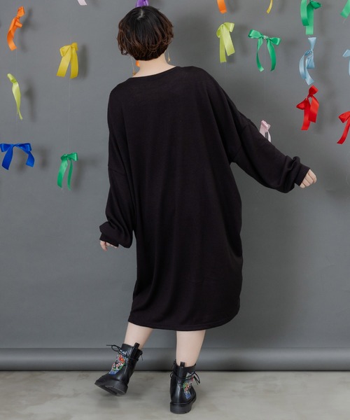 ScoLar（スカラー）の「153763：スカラートランプ アップリケ刺繍ワンピース（ワンピース・レディース・杢グレー/ブルー/ブラック・M）」の8枚目の写真