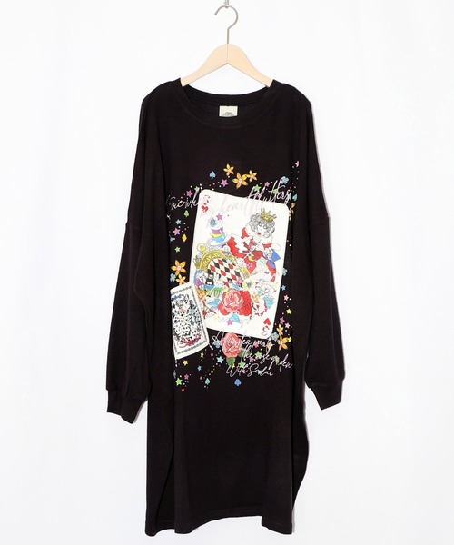 ScoLar（スカラー）の「153763：スカラートランプ アップリケ刺繍ワンピース（ワンピース・レディース・杢グレー/ブルー/ブラック・M）」の12枚目の写真