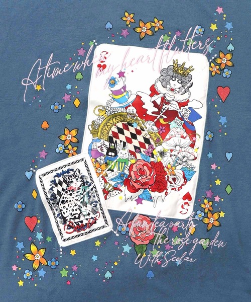 ScoLar（スカラー）の「153763：スカラートランプ アップリケ刺繍ワンピース（ワンピース・レディース・杢グレー/ブルー/ブラック・M）」の14枚目の写真