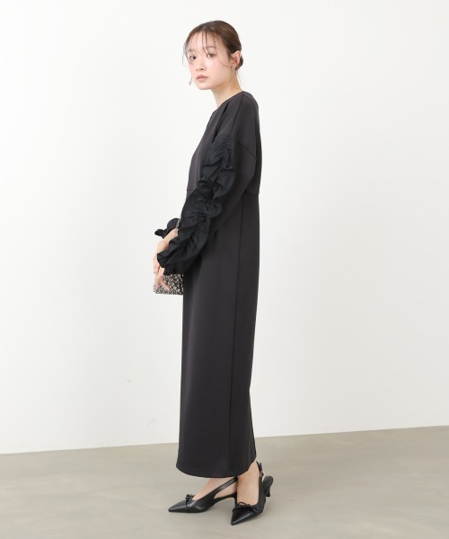 Bab(バブ)の「【選べるサイズ展開】フリルスリーブポンチワンピース(ワンピース・レディース・ブラック/ベージュ・S/M)」の18枚目の写真