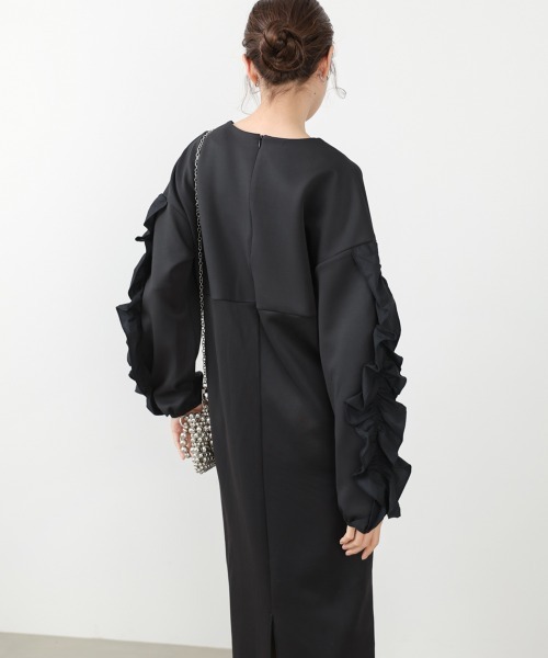 Bab(バブ)の「【選べるサイズ展開】フリルスリーブポンチワンピース(ワンピース・レディース・ブラック/ベージュ・S/M)」の19枚目の写真