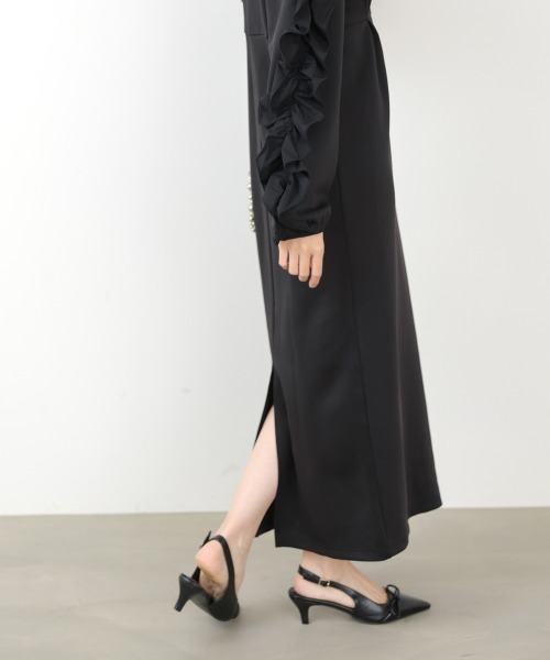 Bab(バブ)の「【選べるサイズ展開】フリルスリーブポンチワンピース(ワンピース・レディース・ブラック/ベージュ・S/M)」の20枚目の写真