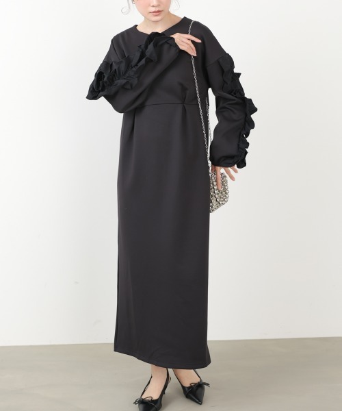Bab(バブ)の「【選べるサイズ展開】フリルスリーブポンチワンピース(ワンピース・レディース・ブラック/ベージュ・S/M)」の22枚目の写真