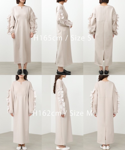 Bab(バブ)の「【選べるサイズ展開】フリルスリーブポンチワンピース(ワンピース・レディース・ブラック/ベージュ・S/M)」の6枚目の写真