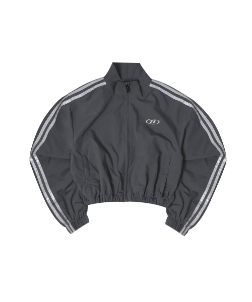 BORN TO WIN（ボーントゥウィン）の「REFLECTIVE LINE CROP WIND BREAKER [CHARCOAL]（ジャージ・レディース・その他・2/1）」の2枚目の写真