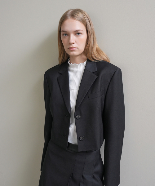 PAUL&ALICE(ポール&アリス)の「WOOL CROP JACKET / BLACK(テーラードジャケット・レディース・ブラック・FREE)」の2枚目の写真