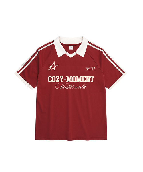 VENHIT（ベンヒット）の「MOVEMENT ポロ半袖Tシャツ（ポロシャツ・レディース・ブラック/アイボリー/バーガンディー・SMALL/MEDIUM/LARGE）」の3枚目の写真