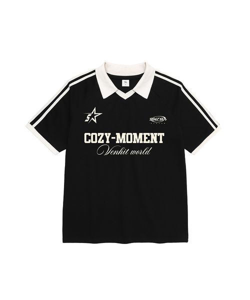 VENHIT（ベンヒット）の「MOVEMENT ポロ半袖Tシャツ（ポロシャツ・レディース・ブラック/アイボリー/バーガンディー・SMALL/MEDIUM/LARGE）」の2枚目の写真