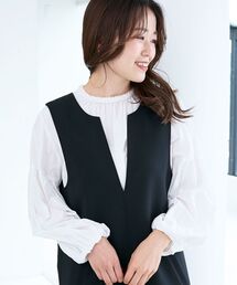 le.coeur blanc | ノーカラーボリュームスリーブブラウス(シャツ/ブラウス)