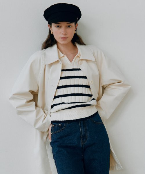 SINGLE BUTTON TRENCH COAT IVORY