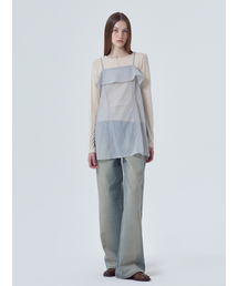 Sheer Frill Slip Mini Dress, Light Grey