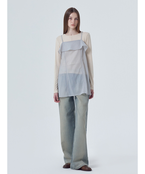 ETMON(エトモン)の「Sheer Frill Slip Mini Dress, Light Grey(ワンピース・レディース・その他・FREE)」の1枚目の写真