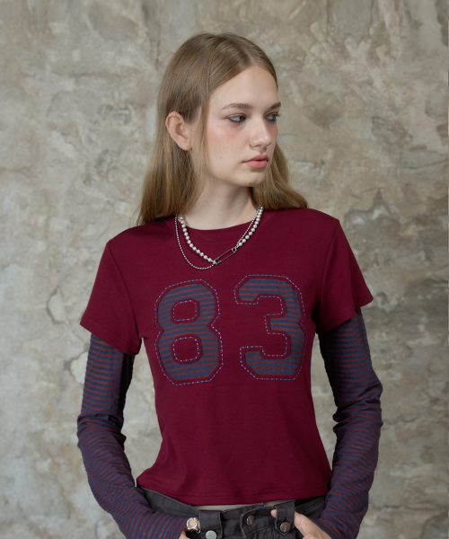 LARTIGENT(ラーティゼン)の「L13 STRIPE T-SHIRT(WINE)(Tシャツ/カットソー・レディース・その他・FREE)」の2枚目の写真