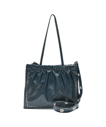 PARTIMENTO WOMEN（パルティメントウィメン）の「2WAYスタッズシャーリングフラットバッグ_ネイビー（ショルダーバッグ）」