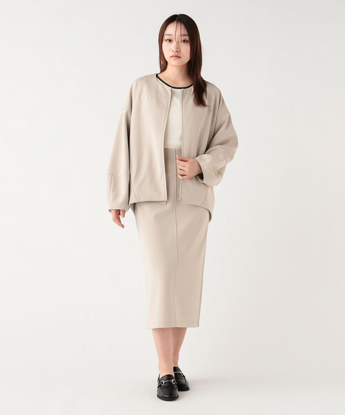 BEAMS HEART（ビームスハート）の「ノーカラー コクーン ブルゾン（ブルゾン・レディース・ブラック/ベージュ・FREE）」の3枚目の写真