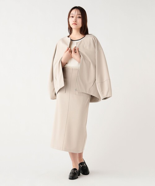 BEAMS HEART（ビームスハート）の「ノーカラー コクーン ブルゾン（ブルゾン・レディース・ブラック/ベージュ・FREE）」の4枚目の写真