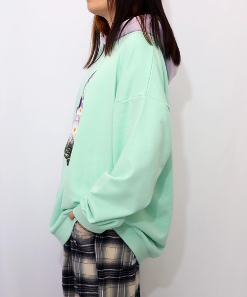 ScoLar Parity（スカラーパリティ）の「361107：お花おばけウサギの配色裏毛パーカー（パーカー・レディース・ブラック/グリーン/アイボリー・M）」の18枚目の写真