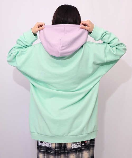 ScoLar Parity（スカラーパリティ）の「361107：お花おばけウサギの配色裏毛パーカー（パーカー・レディース・ブラック/グリーン/アイボリー・M）」の19枚目の写真