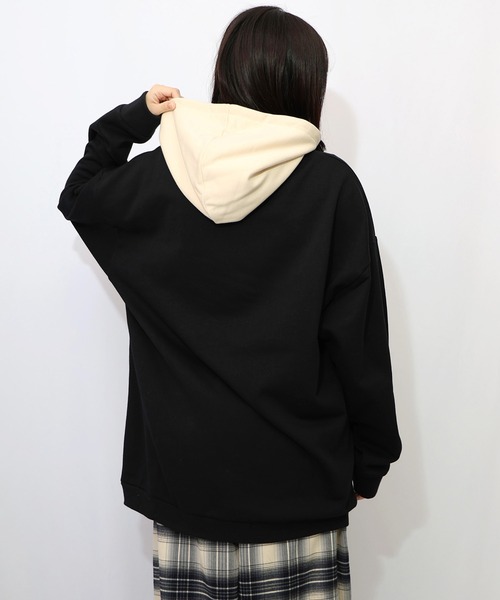 ScoLar Parity（スカラーパリティ）の「361107：お花おばけウサギの配色裏毛パーカー（パーカー・レディース・ブラック/グリーン/アイボリー・M）」の21枚目の写真