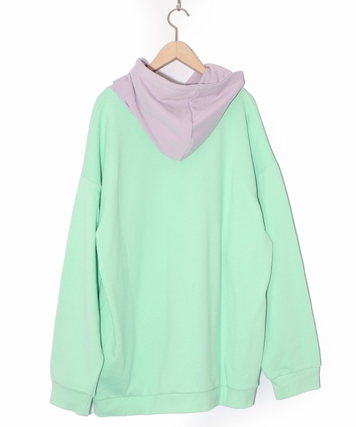 ScoLar Parity（スカラーパリティ）の「361107：お花おばけウサギの配色裏毛パーカー（パーカー・レディース・ブラック/グリーン/アイボリー・M）」の7枚目の写真