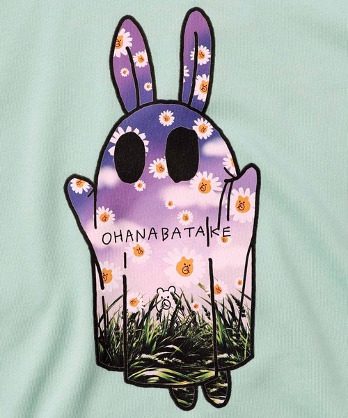 ScoLar Parity（スカラーパリティ）の「361107：お花おばけウサギの配色裏毛パーカー（パーカー・レディース・ブラック/グリーン/アイボリー・M）」の8枚目の写真