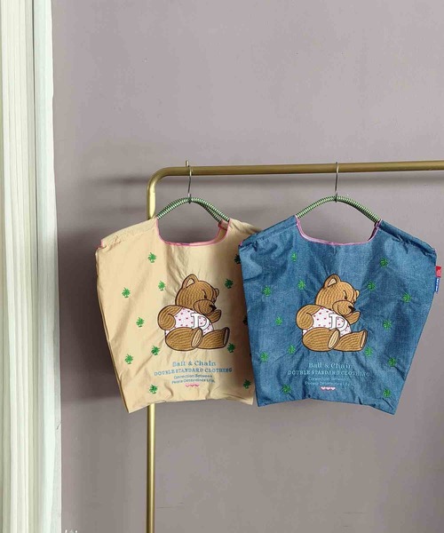 DOUBLE STANDARD CLOTHING（ダブルスタンダードクロージング）の「[Ball&Chain×DOUBLE STANDARD CLOTHING]ベア&パームツリー ミニショッピングバッグ（エコバッグ/サブバッグ・レディース・ベージュ/ブルー・M）」の3枚目の写真