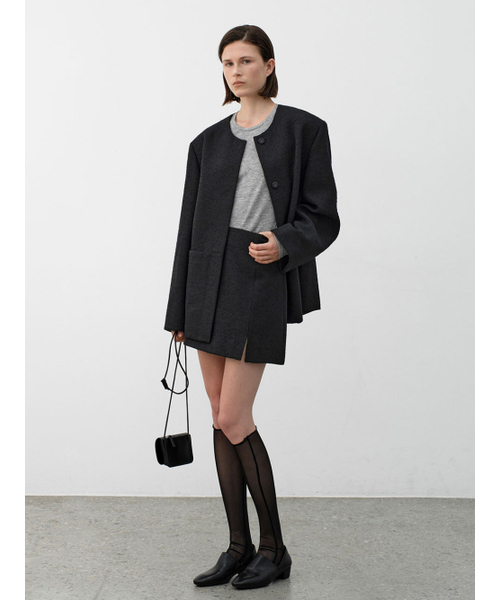 ATELIER NAIN(アトリエナイン)の「SLIT TWEED SET-UP MINI SKIRT(SK-5049)(スカート・レディース・ブラック・S/M)」の3枚目の写真
