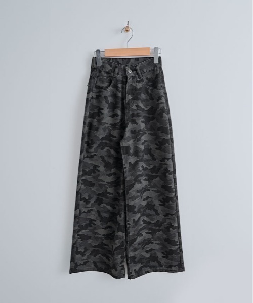 kirakiraShop（キラキラショップ）の「カモフラ柄 ワイド ストレート パンツ（その他パンツ・レディース・ブラック・L/M/S）」の5枚目の写真