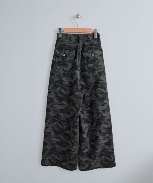 kirakiraShop（キラキラショップ）の「カモフラ柄 ワイド ストレート パンツ（その他パンツ・レディース・ブラック・L/M/S）」の6枚目の写真