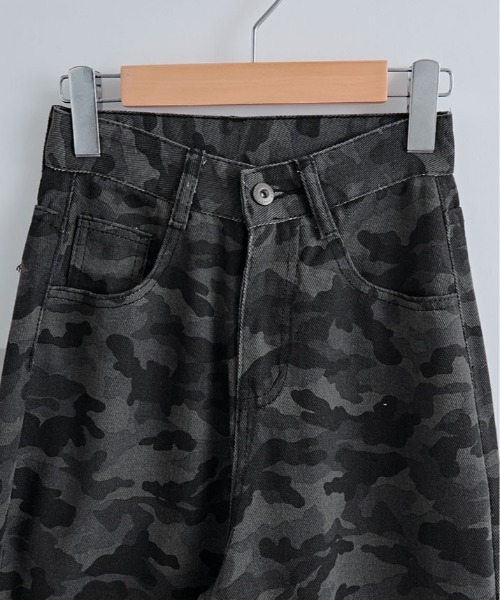 kirakiraShop（キラキラショップ）の「カモフラ柄 ワイド ストレート パンツ（その他パンツ・レディース・ブラック・L/M/S）」の7枚目の写真
