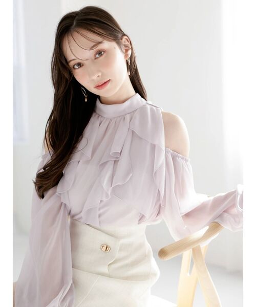 dazzlin（ダズリン）の「オープンショルダーバルーントップス（シャツ/ブラウス・レディース・アイボリー/ピンク/グレー/ブラック・FREE）」の10枚目の写真