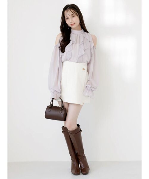 dazzlin（ダズリン）の「オープンショルダーバルーントップス（シャツ/ブラウス・レディース・アイボリー/ピンク/グレー/ブラック・FREE）」の14枚目の写真