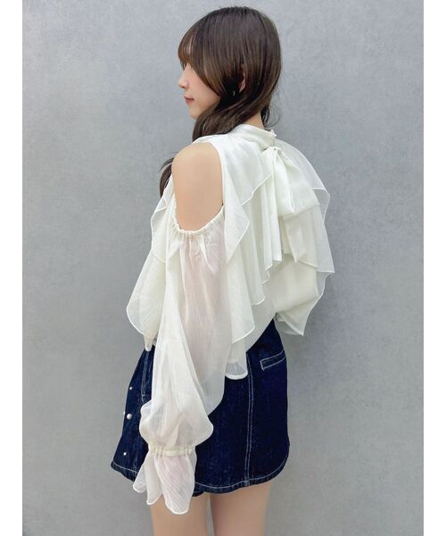 dazzlin（ダズリン）の「オープンショルダーバルーントップス（シャツ/ブラウス・レディース・アイボリー/ピンク/グレー/ブラック・FREE）」の16枚目の写真