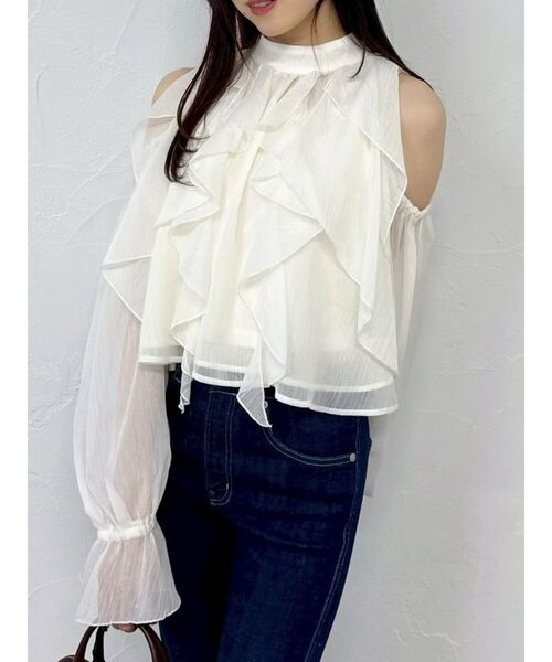 dazzlin（ダズリン）の「オープンショルダーバルーントップス（シャツ/ブラウス・レディース・アイボリー/ピンク/グレー/ブラック・FREE）」の20枚目の写真