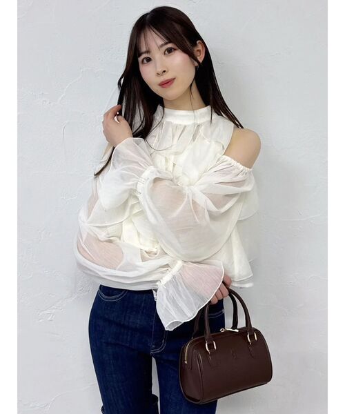 dazzlin（ダズリン）の「オープンショルダーバルーントップス（シャツ/ブラウス・レディース・アイボリー/ピンク/グレー/ブラック・FREE）」の21枚目の写真