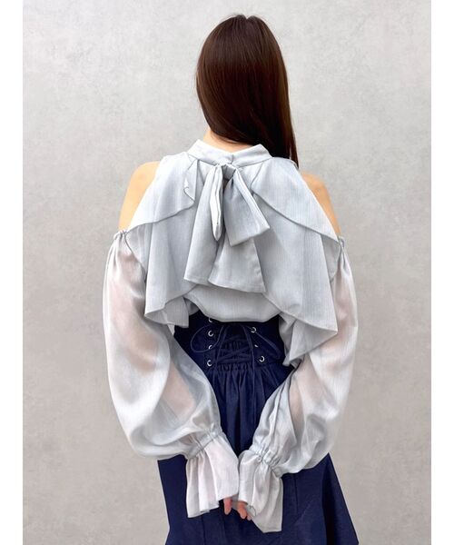 dazzlin(ダズリン)の「オープンショルダーバルーントップス(シャツ/ブラウス・レディース・アイボリー/ピンク/グレー/ブラック・FREE)」の13枚目の写真